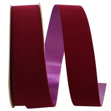 1.375 Inch Burgundy Velvet Outdoor Ribbon, 25 Yard Spool (1 Spool) SALE ITEM